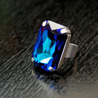 Wedding Swarovski Bridesmaid Rings in Bermuda Blue Style #R801 - Thumbnail 1
