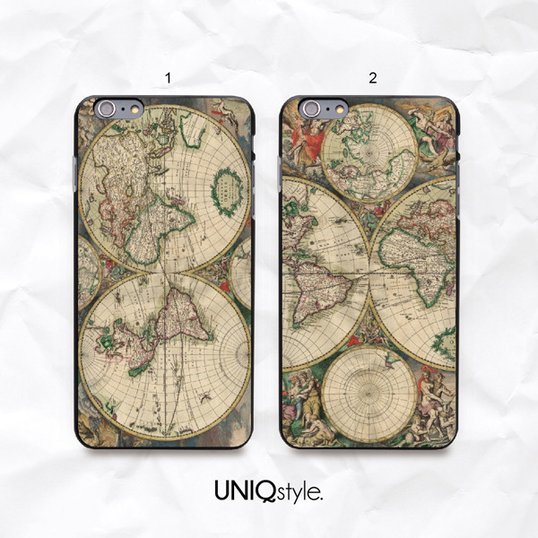 Vintage old world map phone case for iPhone 7/6/6s, Samsung S8/S7/S6/Note5, Sony Xperia, LG Nexus, Nokia Lumia, HTC One, Motorola - N46