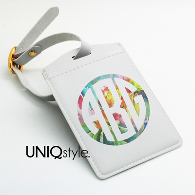 Monogram personalized pu leather Luggage Tag, bag tag, Travel BagTag with strap - DIY Party Tag - custom name - Bridesmaids Gifts - i40