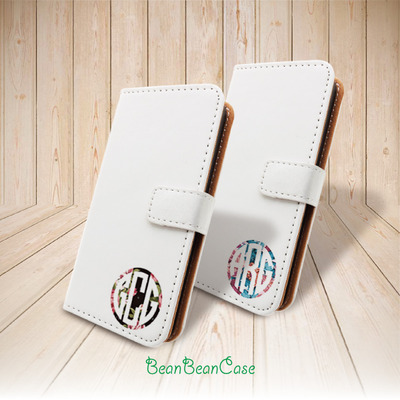 Monogram flower floral flip leather wallet case for iphone 7/7 plus/6s/6/5/5s/5c, moto x moto x2, samsung galaxy note 4 5 galaxy s5 s6 edge case (e37)