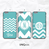 Mint chevron zigzag personalized monogram phone case for iPhone 7/6/6s , Samsung S8/S7, Sony, LG Nexus, Nokia, HTC One, Moto - N45 - Thumbnail 1