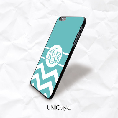 Mint chevron zigzag personalized monogram phone case for iphone 7/6/6s , samsung s8/s7, sony, lg nexus, nokia, htc one, moto - n45