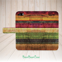 Colorful wood print retro wooden flip pu leather cover case for iPhone X/7/7 Plus/6s/6/5/5s/5c, moto X moto X2, galaxy S5 S6 edge Note 4 5 (K22) - Thumbnail 1