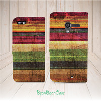 Colorful wood print retro wooden flip pu leather cover case for iPhone X/7/7 Plus/6s/6/5/5s/5c, moto X moto X2, galaxy S5 S6 edge Note 4 5 (K22) - Thumbnail 2