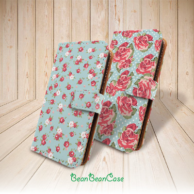 Vintage flower rose mint wallet flip cover leather case for iphone x/7/7 plus/6s/6/5/5s/5c, moto x moto x2, galaxy note 4 5 s5 s6 edge (n31)