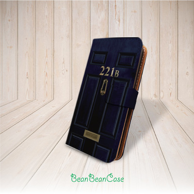 Sherlock 221b street door flip pu leather cover case for iphone x/7/7 plus/6s/6/5/5s/5c, moto x moto x2, galaxy s5 s6 edge note 4 note 5 (e62)
