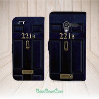 Sherlock 221B street door flip pu leather cover case for iPhone X/7/7 Plus/6s/6/5/5s/5c, moto X moto X2, galaxy S5 S6 edge Note 4 Note 5 (E62) - Thumbnail 2