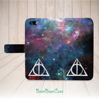 Deathly Hallows Harry Potter flip leather wallet case for iPhone 7/7 Plus/6s/6/5/5s/5c, moto X moto X2, samsung galaxy note 4 5 S5 S6 edge (L15) - Thumbnail 1