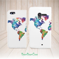 Keep Calm and Travel On world map flip pu leather case for iPhone X/7/6s/5s/5c, Samsung galaxy S5 S6 edge Note 4 5, Moto X moto X2, custom text (L69) - Thumbnail 2