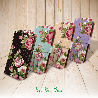 vintage retro flower rose wallet flip cover leather case for iPhone X/7/7 Plus/6s/6/5/5s/5c, moto X X2, galaxy note 4 5 S5 S6 edge (E06)