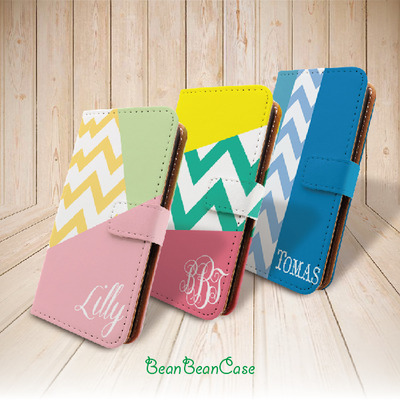 Chevron geometric zig zag monogram custom wallet flip pu leather case for iPhone X/7/7 Plus/6s/6/5/5s/5c, Moto X X2, Samsung Note 4 5 S6 edge S5 (N11)