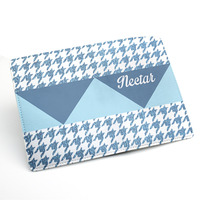 Custom Personalized pu leather passport holder case cover -- pink or blue, custom name monogram initial, Houndstooth (N01) - Thumbnail 1