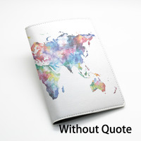 PU Leather Passport Holder Case Cover Travel Wallet -- Colorful World map design, Keep calm and travel on, or custom quote text (L69) - Thumbnail 4