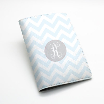 Custom Personalised chevron zigzag pu leather Passport Holder Case Cover -- chevron, custom made with name monogram initial