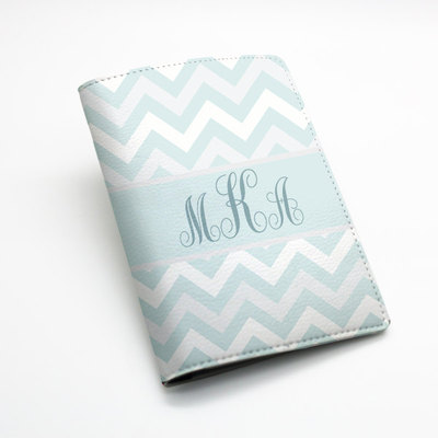 Custom Personalized chevron zigzag pu leather Passport Holder Case Cover -- zig zag chevron, custom name monogram initial, many colors