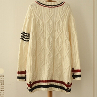 Cute College Wind thicker knit V-neck cardigan sweater  - Thumbnail 1