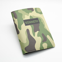 Camo colors Camouflage travel wallet -- personalized name, monogram initial, pu leather passport holder case cover (i45) - Thumbnail 4