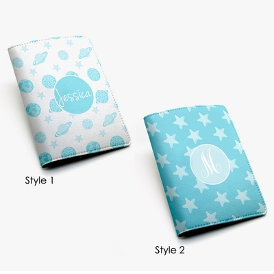 Blue sky and star - Custom Name Personalized PU Leather Passport Holder Case Travel Wallet Cover -- Monogrammed passport case (K42)