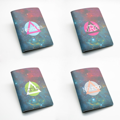 galaxy sky universe night blue sky travel wallet -- personalized name, monogram initial, pu leather passport holder case cover (N34)