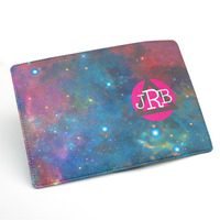 galaxy sky universe night blue sky travel wallet -- personalized name, monogram initial, pu leather passport holder case cover (N34) - Thumbnail 3