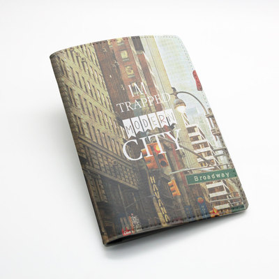 Passport Holder Case Travel Wallet PU Leather Cover -- Modern city street view (E28)