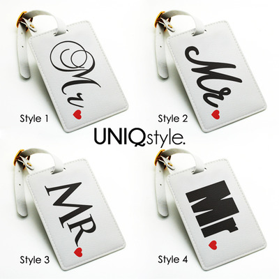 Personalized tags set pair - mr. and mrs. couple luggage tag, travel bag tag, name tag - wedding gift honeymoon - set for 2 two tags - n50