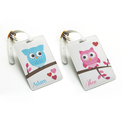 Luggage tag, travel bag tag, suitcase tag, cute owl friendly, custom personalised monogrammed custom name initial (n17)