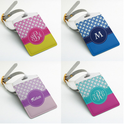 Monogram luggage tag, bag tag, travel tag, suitcase tag, pu leather custom name inital with straps, personalized wedding gift party (c02)