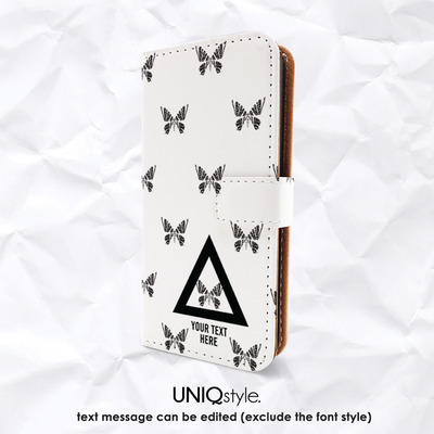 Butterfly personalized monogram custom pu leather flip case for iphone 7, 6s, htc one m9, samsung s6, s7, s8, note 5, nexus 5x, neuxs 6p, lg g6 - a62 - Thumbnail 1