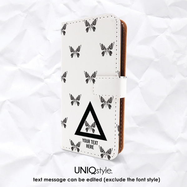 Butterfly personalized monogram Custom PU leather Flip case for iPhone 7, 6s, HTC One M9, Samsung S6, S7, S8, Note 5, Nexus 5X, Neuxs 6P, LG G6 - A62