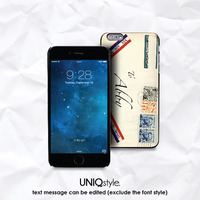 Personalized monogram name vintage airmail envelope phone case for iPhone 7/6/6s/5/5s/5c, Samsung Note5, Sony, LG Nexus, Nokia, HTC One, Moto - A95 - Thumbnail 1