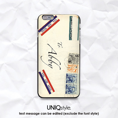 Personalized monogram name vintage airmail envelope phone case for iphone 7/6/6s/5/5s/5c, samsung note5, sony, lg nexus, nokia, htc one, moto - a95 - Thumbnail 2