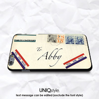 Personalized monogram name vintage airmail envelope phone case for iPhone 7/6/6s/5/5s/5c, Samsung Note5, Sony, LG Nexus, Nokia, HTC One, Moto - A95 - Thumbnail 2