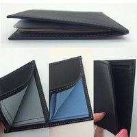 Genuine leather cards holder, pocket money cash slim wallet for man, personalized name or custom text message - Thumbnail 2