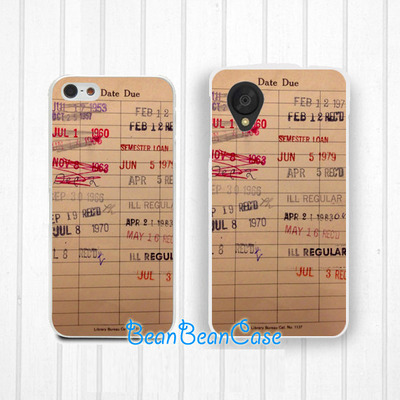 Library check out card due card vintage case - lg nexus 5 lg g4 - iphone 6s 6 5 5s 5c, htc one m9 m8, samsung s6 edge s5 (r12) - Thumbnail 5