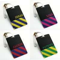 Striped Stylish Personalized name tag, Luggage Tag, Bag Tag, Travel Tag, Suitcase Tag, Id tag, Custom name and text, many color (i47) - Thumbnail 1