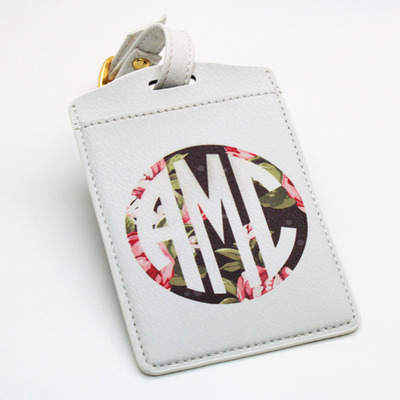 Monogrammed personalised pu leather luggage tag, office tag, travel tag, school bag tag, diy party tag, custom name monogram (e37e38) - Thumbnail 4