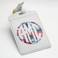 Monogrammed Personalised pu leather Luggage Tag, Office Tag, Travel Tag, School Bag Tag, DIY Party Tag, Custom name monogram (E37E38) - Thumbnail 1