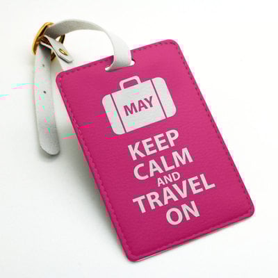 Personalized custom name tag, keep calm and travel on, name tag, luggage tag, bag tag, travel tag, suitcase tag, id tag (l72)