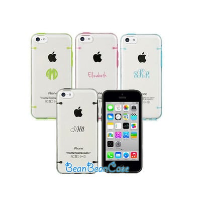 Transparent cover clear hard case, personalized monogram name text custom case for iphone 5c 5 5s case, iphone 6, 6 plus clear case - Thumbnail 5