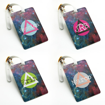 Personalized custom monogrammed luggage tag, custom name bag tag, travel tag, suitcase tag, id tag, galaxy blue sky universe (n34)