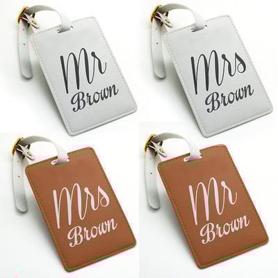 Mr and Mrs two tags pair, Personalized name tag , Luggage Tag, Bag Tag, Travel Tag, Suitcase Tag, Id tag, Custom Name, many colors (i51)