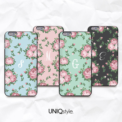 Personalized initials pastel color floral phone case for iphone 7/6/6s/5/5s/5c, samsung note5, sony, lg nexus, nokia lumia, htc one m8/m9, moto - n48 - Thumbnail 2