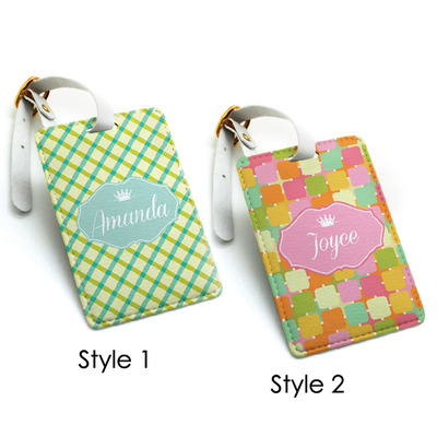 Luggage tag, travel bag tag, colorful chic funny pattern, perfect gift for custom wedding favor, baby shower monogrammed custom name (k40)