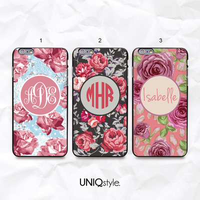Vintage floral personalized custom monogram name phone case for iphone 7/6/6s, samsung s6,s7,s8, sony z5, lg g6, htc one m8 m9, moto x moto g - n53 - Thumbnail 1