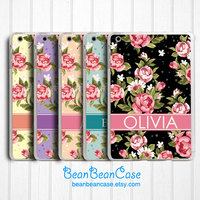 iPad mini new iPad mini retina 2 ipad mini case - iPad air case -  vintage rose flower floral - personalized monogram name hard case (E06) - Thumbnail 1