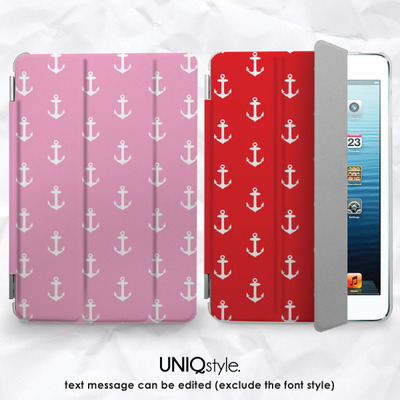 Nautical anchor style smart cover for ipad mini, ipad mini 2 retina, ipad mini 4, ipad air, ipad pro with standing function - e99