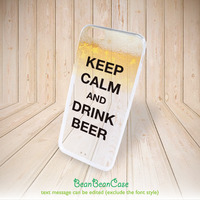 Transparent clear iPhone 6 iPhone 6 Plus case, iPhone 5C iPhone 5s 5 4 4s clear case, Keep Calm and Drink Beer or your custom text (A113) - Thumbnail 1