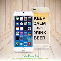 Transparent clear iPhone 6 iPhone 6 Plus case, iPhone 5C iPhone 5s 5 4 4s clear case, Keep Calm and Drink Beer or your custom text (A113) - Thumbnail 3