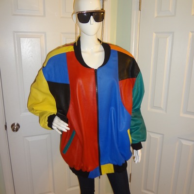 Vintage euro fashion colorful leather coat size 3x